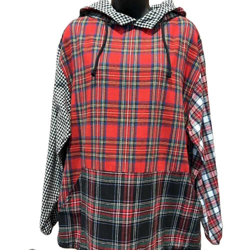 Plaid Patchwork Flannel Pullover Jacket (New) - image 3
